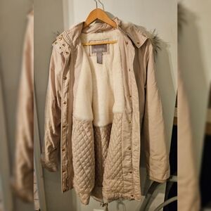 Faux Fur Lined Pink Coat